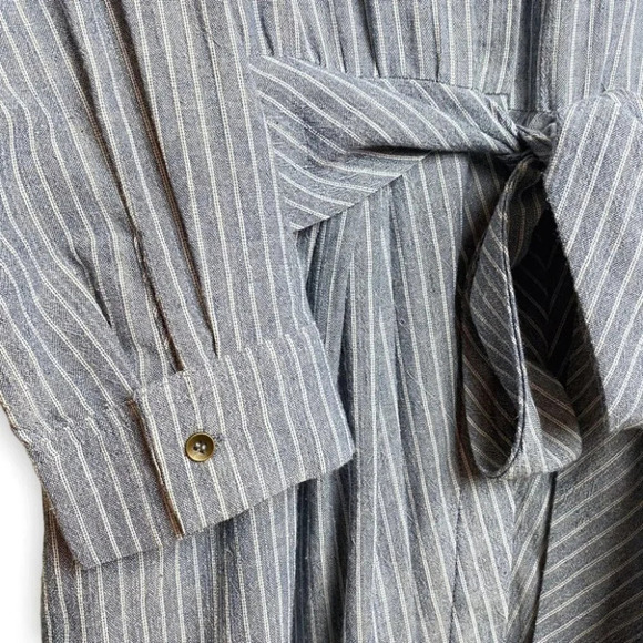 Heartloom Blue &  White Pinstripe Dress Front Waist Tie - Picture 7 of 9